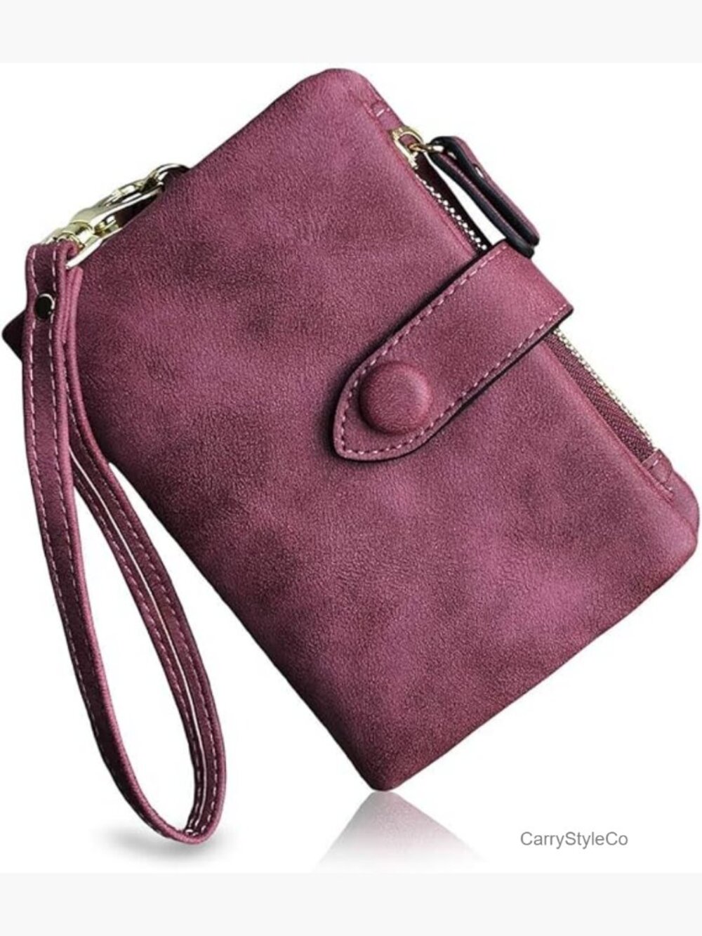 Small Bifold Leather Wristlet Wallet RFID Blocking 16 Card Slots